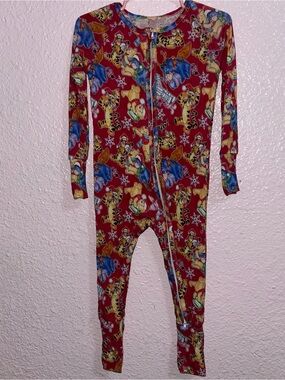 BAMBOO Red Character-Print Zipper Footed Pajamas